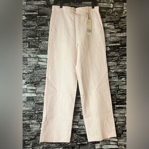 NWT Zara 100% linen pants in Baby pink